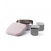 Miniware Des.12 Δοχείο Φαγητού Inox ροζ 15x15cm με 2 Αποθηκευτικά Δοχεία Σιλικόνης