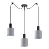 SE21-BL-4-BL3-SH2 ADEPT TUBE Black Pendant Grey Fabric Shade+