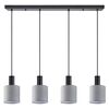 SE21-BL-4-4BL-SH2 ADEPT TUBE Black Pendant Grey Fabric Shade+