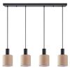 SE21-BL-4-4BL-SH3 ADEPT TUBE Black Pendant Brown Fabric Shade+