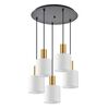 SE21-GM-4-5BL-SH1 ADEPT TUBE Gold Matt Pendant White Fabric Shade+