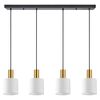 SE21-GM-4-4BL-SH1 ADEPT TUBE Gold Matt Pendant White Fabric Shade+