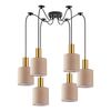 SE21-GM-4-BL6-SH3 ADEPT TUBE Gold Matt Pendant Brown Fabric Shade+
