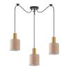 SE21-GM-4-BL3-SH3 ADEPT TUBE Gold Matt Pendant Brown Fabric Shade+