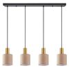 SE21-GM-4-4BL-SH3 ADEPT TUBE Gold Matt Pendant Brown Fabric Shade+