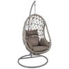 Macan Κρεμαστή Πολυθρόνα, Wicker Grey, Μέταλλο Βαφή Γκρι, Μαξιλάρι Cappuccino