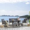 Jockey set Dining Καθιστικό: Τραπέζι+3θέσιος+2 Πολυθρόνες+ 2 Σκαμπό, Μέταλλο, Wicker Γκρι