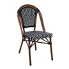 Paris Καρέκλα Bistro Αλουμίνιο Καρυδί, Wicker Μαύρο - Άσπρο, Στοιβαζόμενη