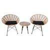 Salsa Coral Coffee set Κήπου Μέταλλο Μαύρο - Γυαλί - Wicker Φυσικό: Τραπεζάκι+2 Πολυθρόνες