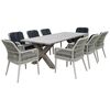 Alley set Τραπεζαρία Κήπου alu & Rope Grey-Μαξιλ.ανθρακί: Τραπέζι 220x94 + 8 Πολυθρόνες