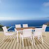 Virna set Τραπεζαρία: Τραπέζι + 6 Πολυθρόνες, Μέταλλο Βαφή Άσπρο, Polywood Φυσικό