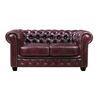 Chesterfield Birmingham Καναπές 2θέσιος Σαλονιού Καθιστικού, Δέρμα Antique red