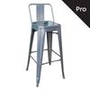 Relix Σκαμπό bar-pro με Πλάτη, Μέταλλο Βαφή σε Απόχρωση Metal με Διακοσμητική Σκουριά