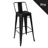 Relix Σκαμπό bar-pro με Πλάτη, Μέταλλο Βαφή Μαύρο