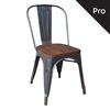Relix Wood Καρέκλα-Pro, Στοιβαζόμενη, Μέταλλο Βαφή Antique Black,κάθισμα Dark oak