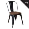Relix Wood Καρέκλα-Pro, Στοιβαζόμενη, Μέταλλο Βαφή Μαύρο, Κάθισμα Dark oak