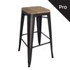 Relix Wood Σκαμπό bar-Pro, Μέταλλο Βαφή Antique Black, Απόχρωση Ξύλου Natural oak