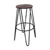 Arco Wood Σκαμπό Bar, Μέταλλο Βαφή Antique Black, Ξύλο Απόχρωση Dark oak
