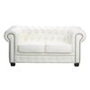 Chesterfield Birmingham Καναπές 2θέσιος Σαλονιού Καθιστικού, Δέρμα, Άσπρο