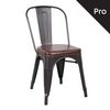 Relix Καρέκλα-Pro, Στοιβαζόμενη, Μέταλλο Βαφή Antique Black, pu Σκούρο Καφέ