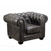 Chesterfield Birmingham Πολυθρόνα Σαλονιού Καθιστικού, Δέρμα Antique Grey