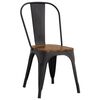 Relix Wood Καρέκλα Μέταλλο Βαφή Μαύρο Extra Matte, Κάθισμα Dark Oak, Στοιβαζόμενη