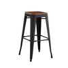 Relix Wood Σκαμπό Bar, Μέταλλο Βαφή Μαύρο Extra Matte Κάθισμα Dark Oak, Στοιβαζόμενο