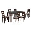 Sienna set (1+6) Τραπεζαρίας - Κουζίνας, Σκούρο Καρυδί, Melamine Greystone,ύφασμα Μπεζ