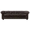 Chesterfield Birmingham Καναπές 4θέσιος Σαλονιού Καθιστικού, Δέρμα Καφέ