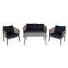 Gasba set Σαλόνι Κήπου 4τεμ, alu Ανθρακί, Rope Wicker Φυσικό, Μαξιλάρια Σκούρο Γκρι