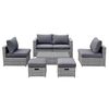 Bali set Wicker 6 Θέσεων: 1 Τραπέζι+1 Καναπέ 2θ+2 Σκαμπό +2 Καθίσματα 1θ, Απόχρωση Γκρι