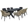 Alley set Τραπεζαρία alu Ανθρακί-Rope Φυσικό: Τραπέζι 220x94 + 8 Πολυθρόνες με Μαξιλ