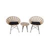 Set Καθιστικό Μεταλλικό Μαύρο/wicker Φυσικό salsa coral  Ε283,s