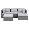 Corner set Wicker, Γωνία με Σκαμπό, Απόχρωση Ανοιχτό Γκρι