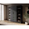 Ντουλάπα Kelly Flutes rd Ανθρακί με Ημιδιάφανο Τζάμι  206x200x51cm