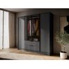 Ντουλάπα Kelly Flutes rm Ανθρακί με Ημιδιάφανο Τζάμι  206x200x51cm