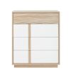 Curtys Συρταριέρα με 4 Συρτάρια 89x45x104εκ. Sonoma oak / Λευκή Γυαλιστερή Λάκα