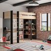 Duplex Mezzanine Κρεβάτι Μονό Ψηλό με Γραφείο & Βιβλιοθήκη 210x109x192εκ. Black/natural Chestnut