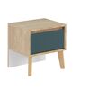 Larvik Κομοδίνο με 1 Συρτάρι 42x36x41εκ. Blond Oak/λευκό/μπλε