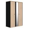 Duplex Ντουλάπα με 2 Πόρτες και Καθρέφτη 130x61x200εκ. Black/natural Chestnut