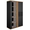 Otello Βιτρίνα με δυο Πόρτες 110x45x178εκ. Helvezia oak / Μαύρο