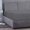 Σεντόνι king size με Λάστιχο 180x200+35cm satin cotton aslanis home satin plain 122 Γκρι 697974