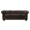 Chesterfield Birmingham Καναπές 3θέσιος Σαλονιού Καθιστικού,δέρμα Απόχρωση Καφέ