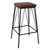 Panton Σκαμπό Bar, Μέταλλο Βαφή Μαύρο, pu Απόχρωση Vintage Brown
