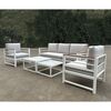 Marilian set Σαλόνι Κήπου, 5τεμ, Μέταλλο Βαφή Άσπρο, Μαξιλάρια Γκρι