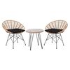 Salsa Coral Coffee set Κήπου Μέταλλο Μαύρο - Γυαλί - Wicker Φυσικό: Τραπεζάκι+2 Πολυθρόνες