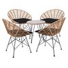 Salsa Coral Coffee set Κήπου Μέταλλο Μαύρο - Γυαλί - Wicker Φυσικό: Τραπεζάκι+4 Πολυθρόνες