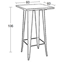 Texas Μπαρ Μαυρο ματ Τραπ. 60χ60χ106εκ.wood top
