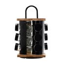 ESTIA ΒΑΣΗ ΜΠΑΧΑΡΙΚΩΝ BAMBOO ESSENTIALS ΜΕ 12 ΓΥΑΛΙΝΑ ΔΟΧΕΙΑ ΠΕΡΙΣΤΡΕΦΟΜΕΝΗ ΜΑΥΡΗ