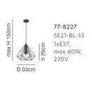 SE21-BL-33 MILA BLACK METAL GRID PENDANT Δ3